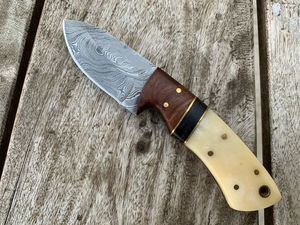 Custom Handmade Stainless Steel Blade Camping Hunting <b>Knife</b> with <b>Bone</b> <b>Handle</b> Serrated Edge OEM Customizable 3-Year Warranty - Product Image 2