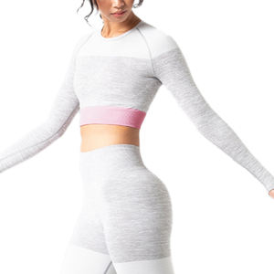 Conjunto de Yoga sin costuras de secado rápido para mujer, Reversible Sujetador deportivo, mallas, camisetas deportivas transpirables, pantalones, patrón sólido XS - Product Image 6