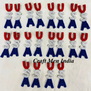 ต่างหูกระดุมรูปธงสหรัฐอเมริกาทำมือคลาสสิกสีแดงสีขาวสีฟ้าเครื่องประดับลูกปัดวันครบรอบรักชาติที่ไม่ซ้ำกัน - Product Image 1