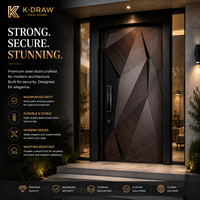 Porte d'entrée de luxe en acier inoxydable, porte de villa moderne, porte de sécurité en alliage d'aluminium, porte d'entrée en métal personnalisée