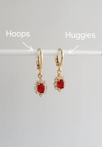 ต่างหูห่วงแบบ Huggie ประดับพลอยทับทิมสีแดง ชุบทองคำแท้ 925 สไตล์วินเทจ ของขวัญวันครบรอบสำหรับผู้หญิง พลอยทับทิมสีชมพู - Product Image 4