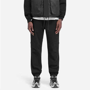 Pantalones Cargo con puños negros y piedra negra cómodos para hombre, bolsillos funcionales, estilo recto informal, proveedor personalizado OEM, lavado de colores - Product Image 5