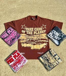 Personalizable hombres algodón gráfico camiseta Boxy recortada manga corta cuello redondo patrón sólido DTG impreso tejido de punto de fábrica - Product Image 1