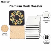 Sous-verre carré en MDF vierge de 95 mm certifié CARB P2 EN71, avec dos en liège, pour sublimation, logo personnalisé, presse à chaud, MDFSUB