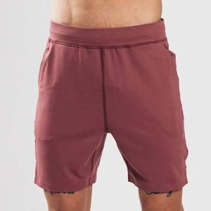Pantalones cortos de ropa de hombre de buena calidad de diseño personalizado OEM de etiqueta privada 100% algodón poliéster Color Borgoña cintura elástica verano - Product Image 6