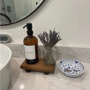 Vente en gros de plateau en bambou Plateau de cuisine en bois naturel pour salle de bain avec poignée Plateau de service pour aliments viande - Product Image 5