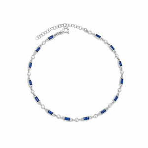 Tobillera con diseño de piedra de zafiro para mujer, pulsera de pie de plata de ley 925 hecha a mano turca, joyería - Product Image 5