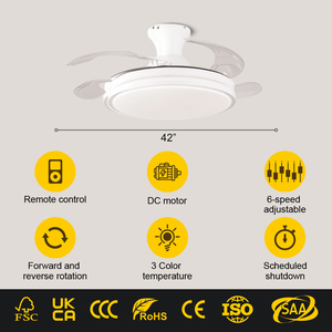 # 2540 Ventilador de Techo con Lámpara LED Retráctil de 42 Pulgadas, Motor DC Silencioso, Control Remoto, Abanicos de Techo, OEM de Fábrica - Product Image 2