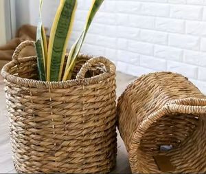Cesta de jacinto de agua Vietnam hecho a mano decorativo duradero ecológico almacenamiento Natural para ropa diaria artículos diversos - Product Image 4