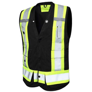 Gilet de sécurité noir haute visibilité réfléchissant 12 couleurs vives, gilet de chantier, gilet de sécurité ANSI - Product Image 2