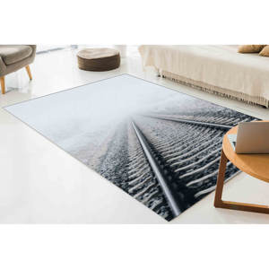 Tapis imprimé : Décoration moderne pour chambre à coucher, style ferme, gris, noir, blanc, avec poils doux - Product Image 2