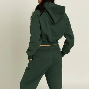 Ropa de gimnasio de lavado ácido informal de talla grande para mujer a la moda, Top corto de dos piezas, pantalones de chándal con capucha, Logo, conjunto de chándal para correr y Fitness - Product Image 4