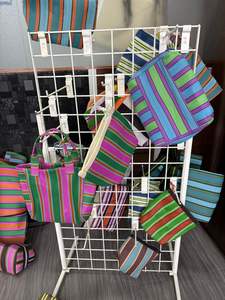 Eco-Friendly Custom Handloom Recycled Nylon Beach <b>Cosmetic</b> <b>Bags</b> Fashionable Striped Woven Shopping Cases Reusable Zipper Custom - Product Image 4