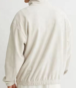 Sweats à capuche avec logo personnalisé en vrac de haute qualité avec poche personnalisée en blocs de couleurs brodés en polaire demi-fermeture éclair - Product Image 3