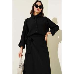 Ensemble 2 pièces avec jupe nouée sur le côté Noir - Product Image 2