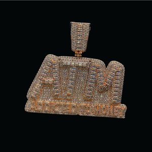 Colgante de Hip Hop de oro rosa y blanco de 14kt con diamante cultivado en laboratorio, diseño helado, colgante de letra personalizado de nueva llegada - Product Image 2