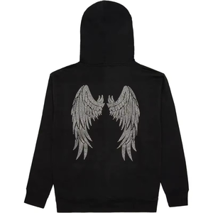Sudaderas con capucha de diamantes de imitación personalizadas con cremallera completa y diseño ostentoso personalizado unisex al por mayor sudaderas con capucha para hombre - Product Image 6