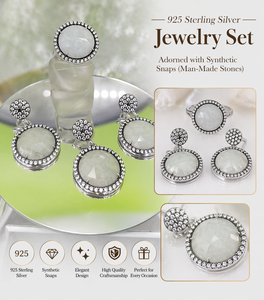 Juego de Joyería de Plata de Ley 925 al por Mayor con Piedras Sintéticas – Diseños Hechos a Mano Personalizados - Product Image 1
