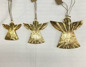 <b>Angel</b> Metal Elegant Etched Design Christmas Ball & Tree <b>Ornaments</b> Hanging Decorative Elements - Product Image 1