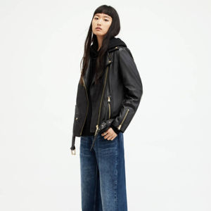 แจ็กเก็ตหนังสำหรับผู้หญิงเสื้อแจ็กเก็ตหนังสไตล์2024กันลมมีซิปแขนยาว - Product Image 4