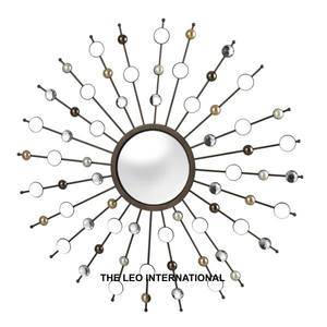 กระจกติดผนังสไตล์แฟนซีกระจกโลหะทรงกลมสีทองสไตล์อินเดียตกแต่งบ้านแบบแฮนด์เมดหรูหรา - Product Image 2