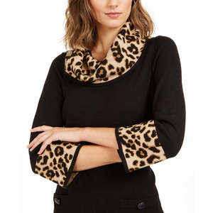 Abito Maglione Nero da Donna Jessica Howard Taglia XL con Dettagli Animalier, Silhouette Aderente, Lavabile, Colore a Contrasto per l'Autunno - Product Image 3