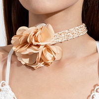 Collier ras-du-cou tendance en corde plastique PFT, motif fleurs exagérées, style plage, cadeau de mode pour femme