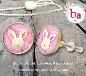 ลูกบิดรูปกระต่ายทองเหลืองสีชมพูสไตล์อุตสาหกรรมลูกบิดดึงงานหัตถกรรมสำหรับเด็กสำหรับตู้เสื้อผ้าห้องนอนห้องนอน - Product Image 2