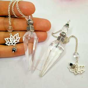 สินค้าใหม่ทั้งหมดจี้ควอทซ์ฮวงจุ้ยคริสตัลใสทรงกรวยลูกตุ้มดอกบัวทรงกลมสำหรับการบำบัดอัญมณี - Product Image 1