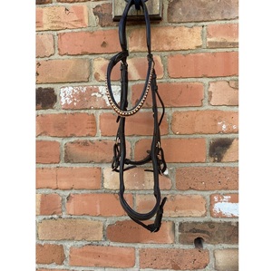 Brida de caballo de cuero genuino de alta calidad tamaño completo Diamante de oro rosa estilo Micklem - Product Image 1