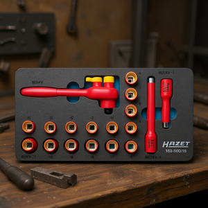 Jeu de clés à cliquet Hazet 3/8'' avec douilles et isolation protectrice 1000V, kit d'accessoires 18 pièces - Product Image 3