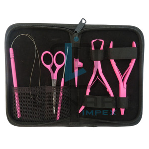 Kit de herramientas para el cuidado de la belleza del cabello en color rosa fuerte, lo mejor para extensiones de cabello con etiquetado de marca personalizado - Product Image 1