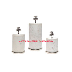 White and Gold Metal <b>Canister</b> Handmade Wholesale and Home Decor <b>Canister</b> Glass - Product Image 1