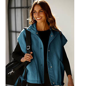 Stylish Casual <b>Sleeveless</b> Vest Solid Black <b>Jacket</b> Plus Size <b>Women</b> Mens Winter Corduroy Wool Vest Custom Logo Windproof Outerwear - Product Image 3