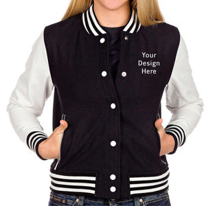 Offre Spéciale vestes universitaires pour femmes de qualité supérieure col rond et manches en cuir tricoté Prix compétitif - Product Image 5