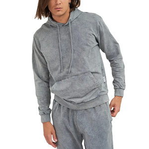 Ensemble de survêtement en molleton surdimensionné pour homme personnalisé, ensemble de jogging à capuche, sans cordon de serrage, motif uni, hiver, lavé, logos personnalisés - Product Image 3