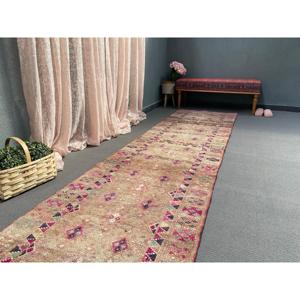 Vintage Turkish Rug, 2.9x13.5 ft <b>Runner</b> Rug, Brown <b>Red</b> Animal Print Rug - Product Image 5