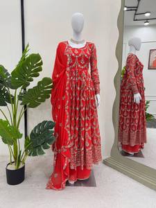 Elegante Salwar Kameez Anarkali de Diseño con Bordado de Arcoíris para Mujer, Conjunto de 3 Piezas ZF 5012 - Product Image 2