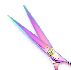 2 hermosas tijeras de corte de pelo de peluquero multicolor arcoíris, cubiertos deslumbrantes con hoja de acero inoxidable para uso personal en el hogar - Product Image 4