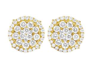 ต่างหูเพชรเม็ดเดี่ยวแบบคลาสสิกชุบทองพร้อมเม็ดเพชรมอยซาไนต์กลมหรูหราสำหรับงานแต่งงานและของขวัญสำหรับผู้หญิง - Product Image 1