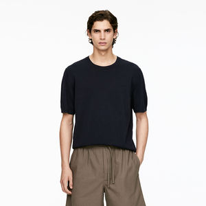 T-shirt court lourd pour hommes à manches courtes Streetwear vierge avec épaule tombante T-shirts courts 100% coton personnalisés - Product Image 1