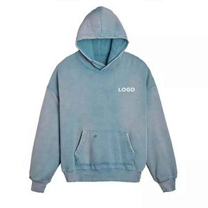 Sudadera con capucha bordada impermeable lavada con ácido de algodón pesado personalizada para hombre ropa de calle de invierno de gran tamaño de alta calidad - Product Image 3