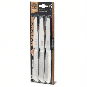 Juego de cuchillos Bonomi de 6 piezas, madera blanca y acero inoxidable, modelo 60006S, cubertería premium - Product Image 2