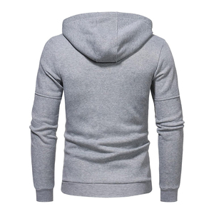 Sweat-shirt à capuche zippé gris pour homme, coupe ajustée, veste décontractée en molleton français avec poches, vêtements d'automne - Product Image 2