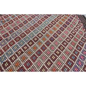 Alfombra étnica de lana marrón y rojo, 5,9x9,2 pies, hecha a mano, turca, área grande, rectángulo, patrón abstracto, respaldo de látex para pasillo, alfombra para habitación - Product Image 5