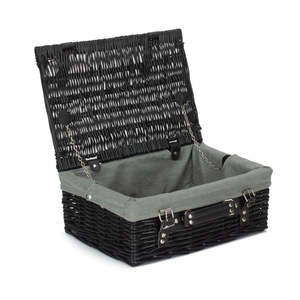 36 cm Black Willow <b>Picnic</b> Basket with Cotton Lining Large Empty Picknickkorb - Product Image 4