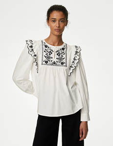 Bohemian Style <b>Women's</b> Top <b>Blouse</b> XS-XXL Hot Sale Hand Embroidered Ukrainian Design Casual Long Sleeves Style Woven Decoration - Product Image 1