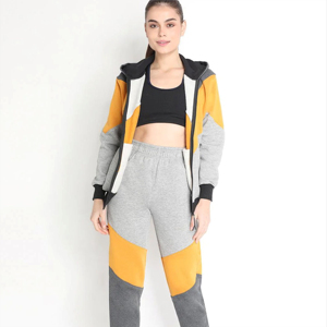 Conjunto Deportivo de Sudadera Corta con Cremallera y Pantalones Jogger de Felpa de Poliéster/Algodón Estampado Premium con Logotipo Personalizado para Mujer - Product Image 1