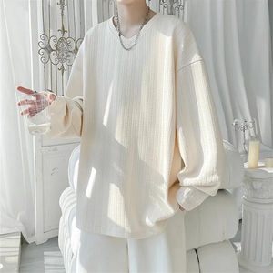 Spring Autumn <b>Men's</b> Loose <b>T</b>-<b>Shirts</b> Solid Color Long Sleeve <b>V</b>-<b>Neck</b> Casual Tshirt <b>Men</b> Fashion Streetwear Tees Tops - Product Image 4