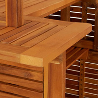 Juego de Muebles de Jardín Minimalistas Modernos de 3 Piezas, Diseño Confortable, Madera de Teca Sólida, Color Natural, Almacenamiento, 2 Plazas